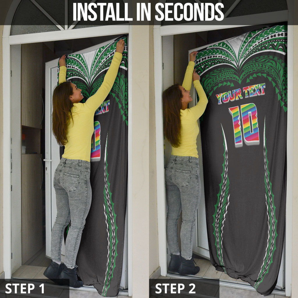 Custom Hawaii Rainbow Warriors Door Cover Polynesian Motif Black Color