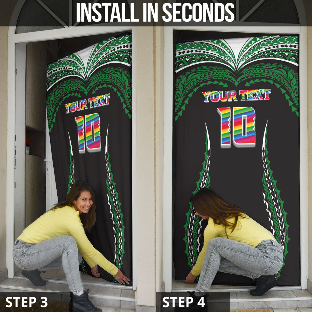 Custom Hawaii Rainbow Warriors Door Cover Polynesian Motif Black Color