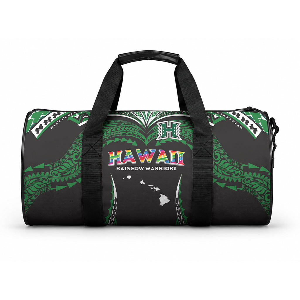 Hawaii Rainbow Warriors Duffle Bag Polynesian Motif Black Color