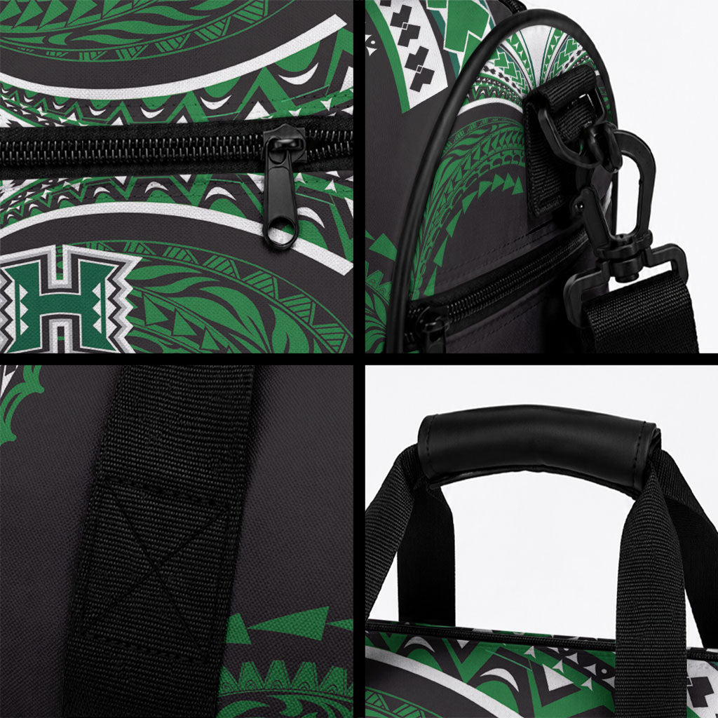 Hawaii Rainbow Warriors Duffle Bag Polynesian Motif Black Color