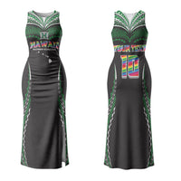 Custom Hawaii Rainbow Warriors Family Matching Tank Maxi Dress and Hawaiian Shirt Polynesian Motif Black Color