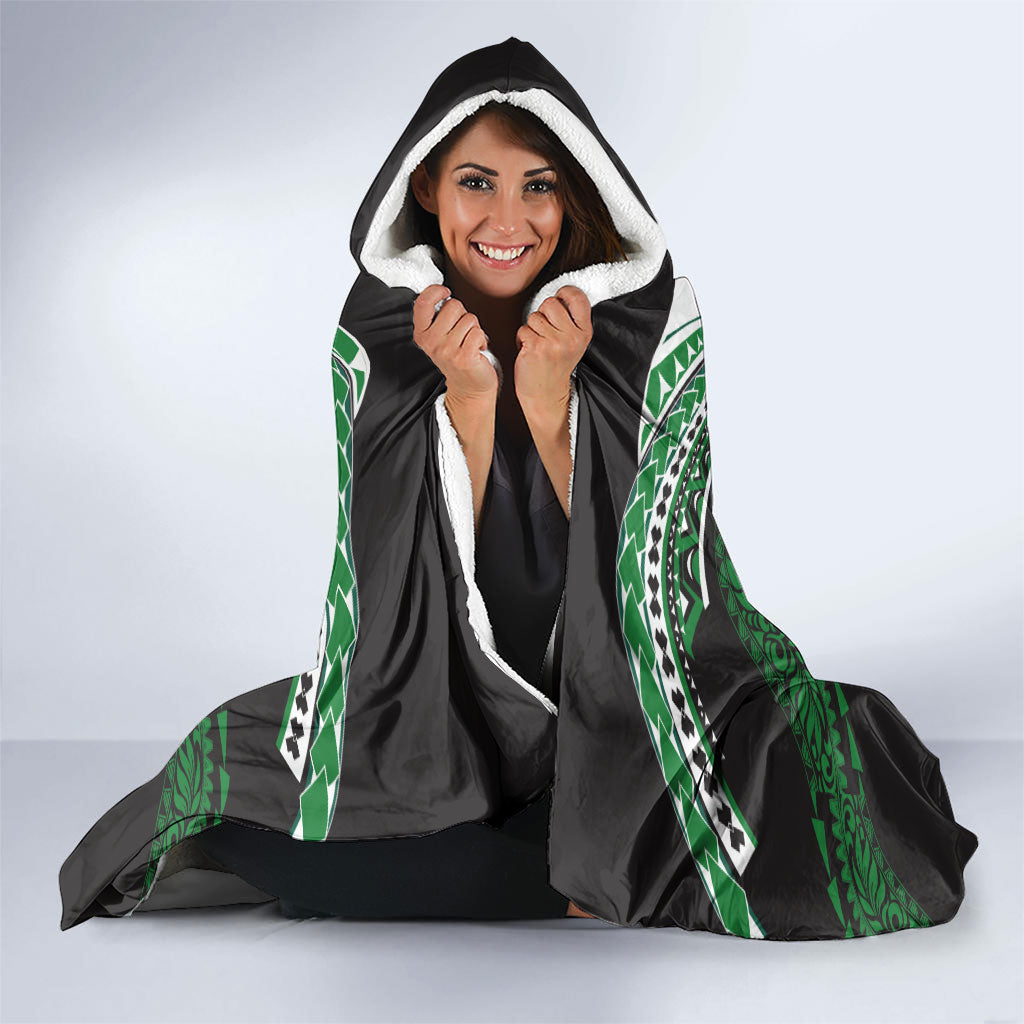 Hawaii Rainbow Warriors Hooded Blanket Polynesian Motif Black Color