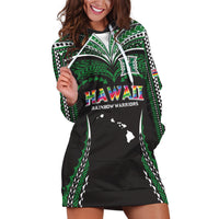 Custom Hawaii Rainbow Warriors Hoodie Dress Polynesian Motif Black Color