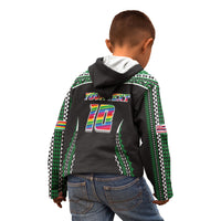Custom Hawaii Rainbow Warriors Kid Hoodie Polynesian Motif Black Color