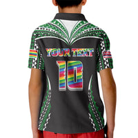 Custom Hawaii Rainbow Warriors Kid Polo Shirt Polynesian Motif Black Color