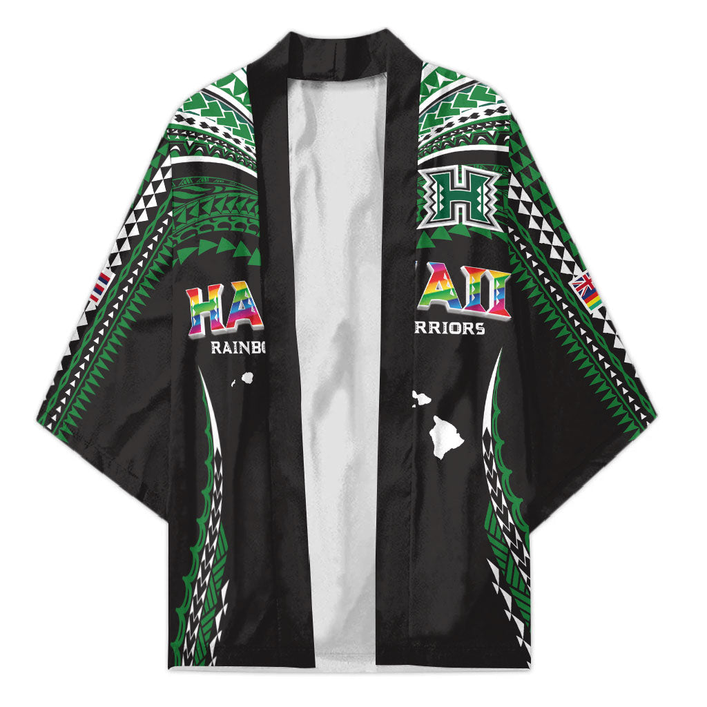 Custom Hawaii Rainbow Warriors Kimono Polynesian Motif Black Color