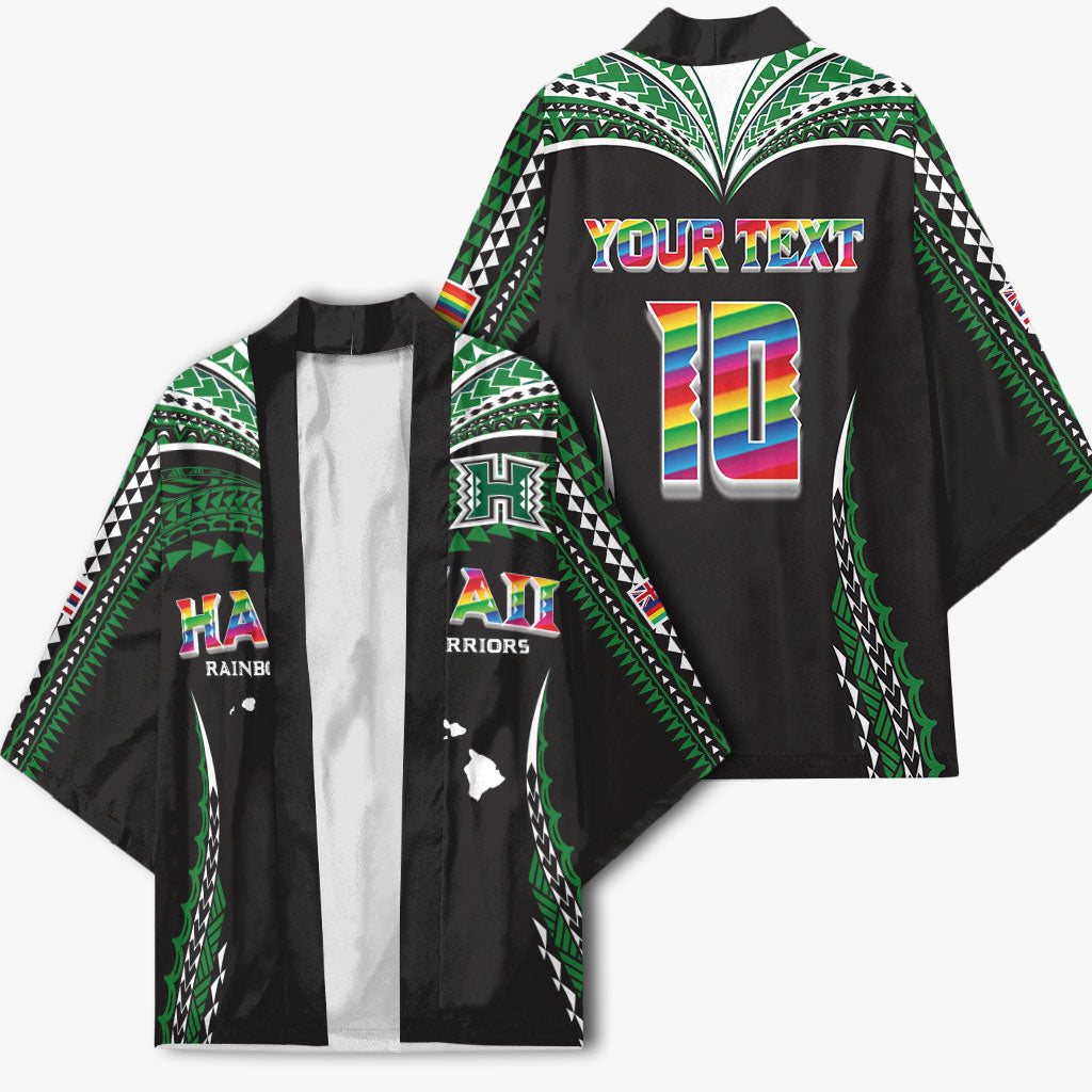 Custom Hawaii Rainbow Warriors Kimono Polynesian Motif Black Color