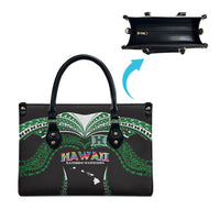 Hawaii Rainbow Warriors Leather Bag Polynesian Motif Black Color