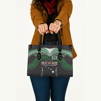 Hawaii Rainbow Warriors Leather Bag Polynesian Motif Black Color