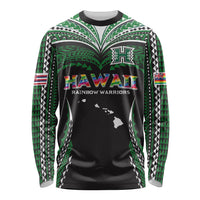 Custom Hawaii Rainbow Warriors Long Sleeve Shirt Polynesian Motif Black Color