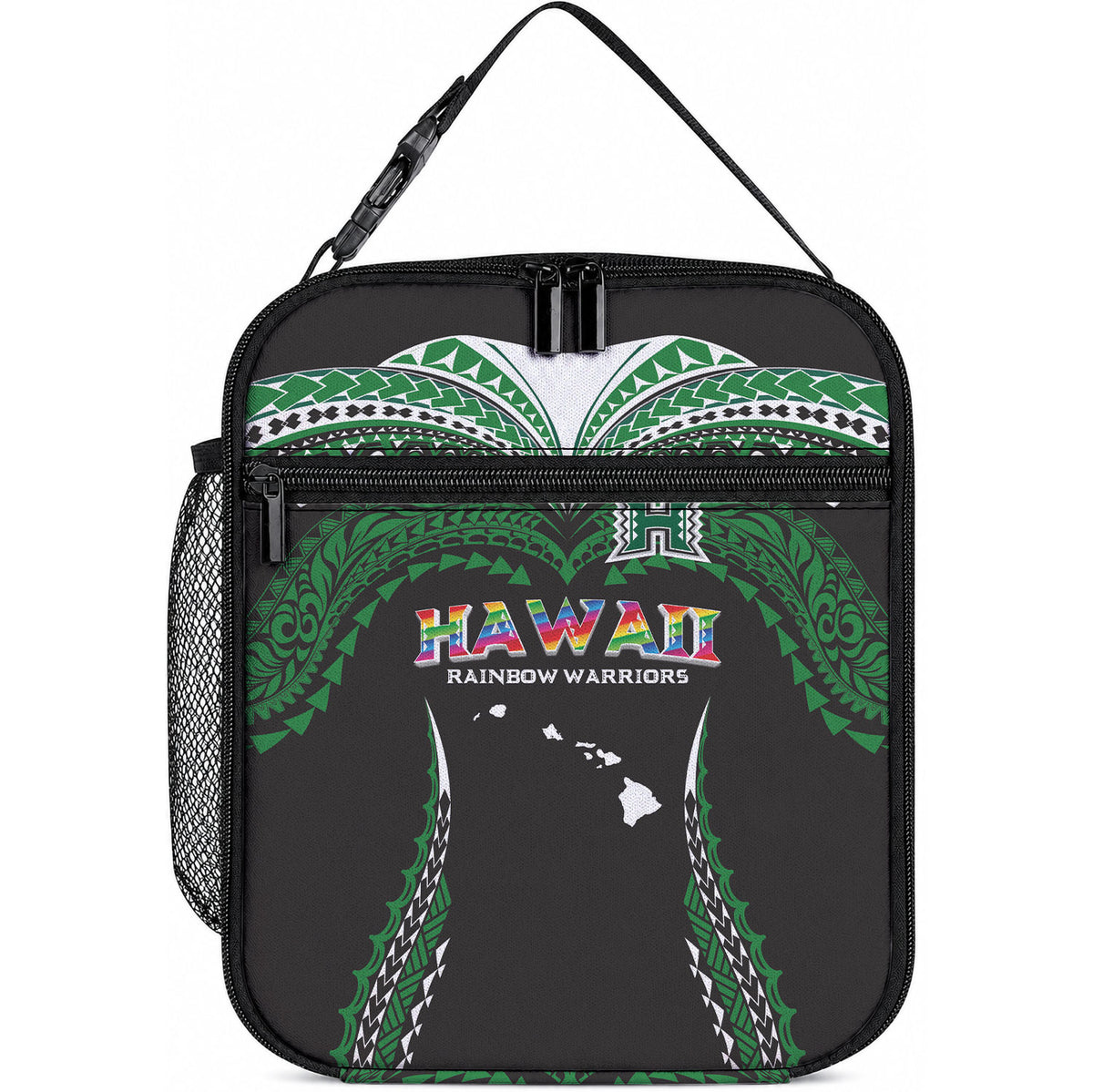 Hawaii Rainbow Warriors Lunch Bag Polynesian Motif Black Color