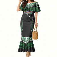 Custom Hawaii Rainbow Warriors Mermaid Dress Polynesian Motif Black Color