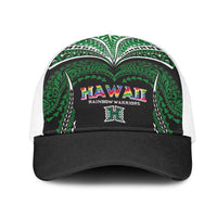 Hawaii Rainbow Warriors Mesh Trucker Cap Polynesian Motif Black Color