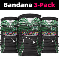 Hawaii Rainbow Warriors Neck Gaiter Polynesian Motif Black Color