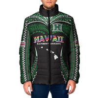 Custom Hawaii Rainbow Warriors Padded Jacket Polynesian Motif Black Color