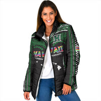 Custom Hawaii Rainbow Warriors Padded Jacket Polynesian Motif Black Color
