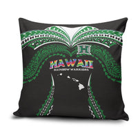 Hawaii Rainbow Warriors Pillow Cover Polynesian Motif Black Color