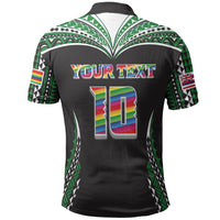 Custom Hawaii Rainbow Warriors Polo Shirt Polynesian Motif Black Color