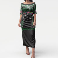 Custom Hawaii Rainbow Warriors Puletasi Polynesian Motif Black Color