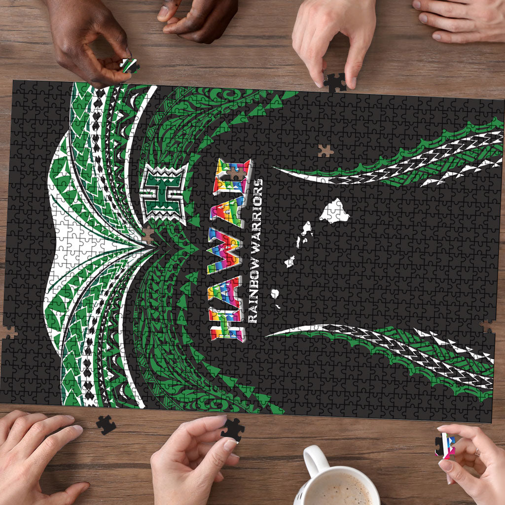 Hawaii Rainbow Warriors Puzzle Polynesian Motif Black Color
