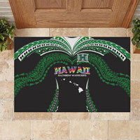 Hawaii Rainbow Warriors Rubber Doormat Polynesian Motif Black Color