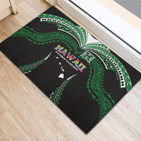 Hawaii Rainbow Warriors Rubber Doormat Polynesian Motif Black Color