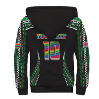 Custom Hawaii Rainbow Warriors Sherpa Hoodie Polynesian Motif Black Color