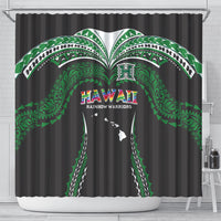 Hawaii Rainbow Warriors Shower Curtain Polynesian Motif Black Color