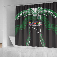Hawaii Rainbow Warriors Shower Curtain Polynesian Motif Black Color