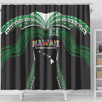 Hawaii Rainbow Warriors Shower Curtain Polynesian Motif Black Color