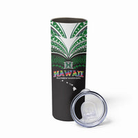 Custom Hawaii Rainbow Warriors Skinny Tumbler Polynesian Motif Black Color
