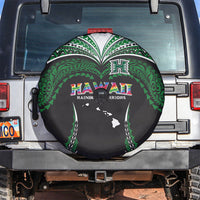 Hawaii Rainbow Warriors Spare Tire Cover Polynesian Motif Black Color