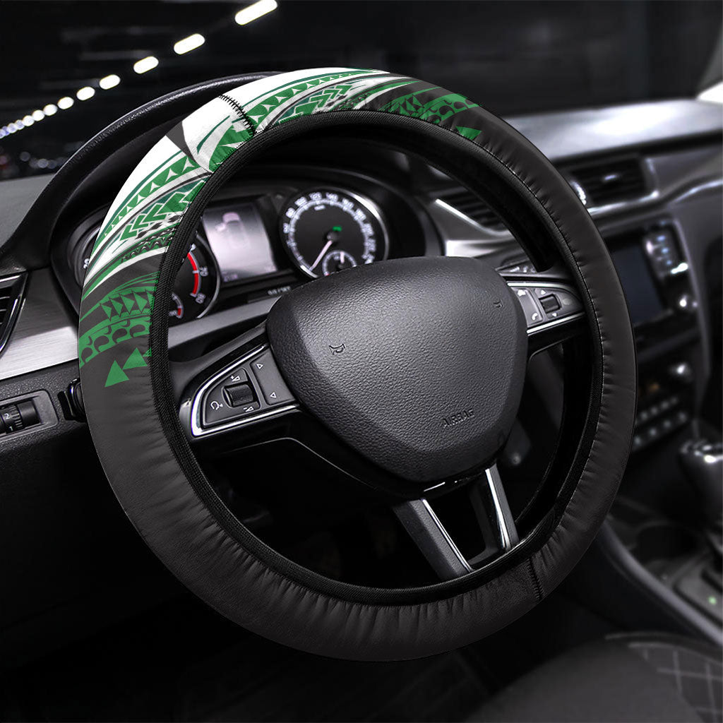 Hawaii Rainbow Warriors Steering Wheel Cover Polynesian Motif Black Color