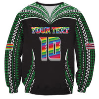 Custom Hawaii Rainbow Warriors Sweatshirt Polynesian Motif Black Color
