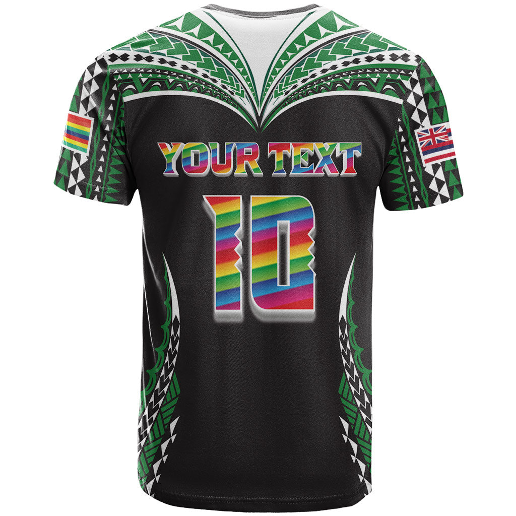 Custom Hawaii Rainbow Warriors T Shirt Polynesian Motif Black Color