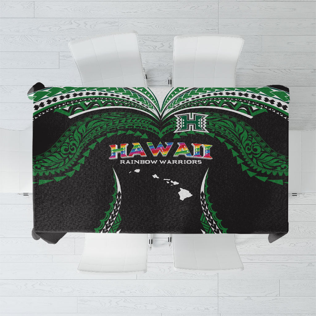 Hawaii Rainbow Warriors Tablecloth Polynesian Motif Black Color