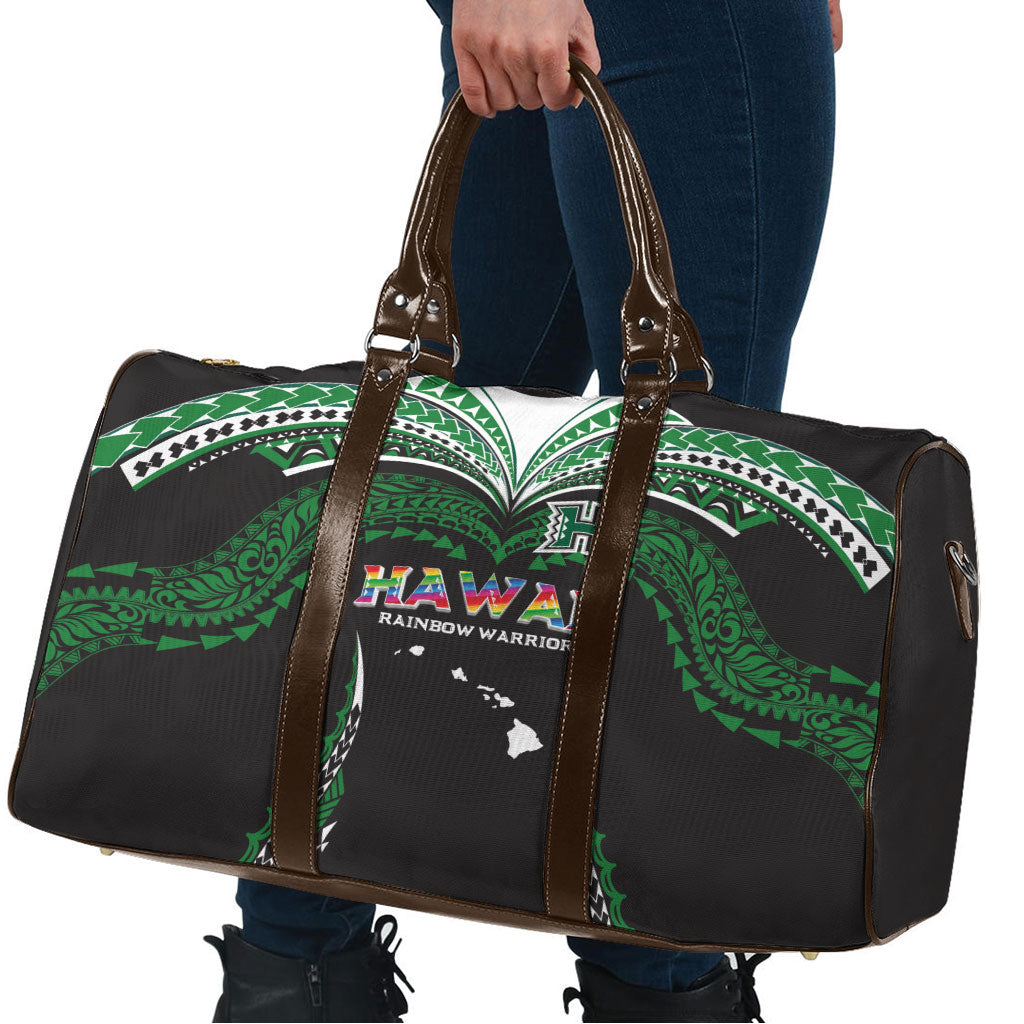 Hawaii Rainbow Warriors Travel Bag Polynesian Motif Black Color