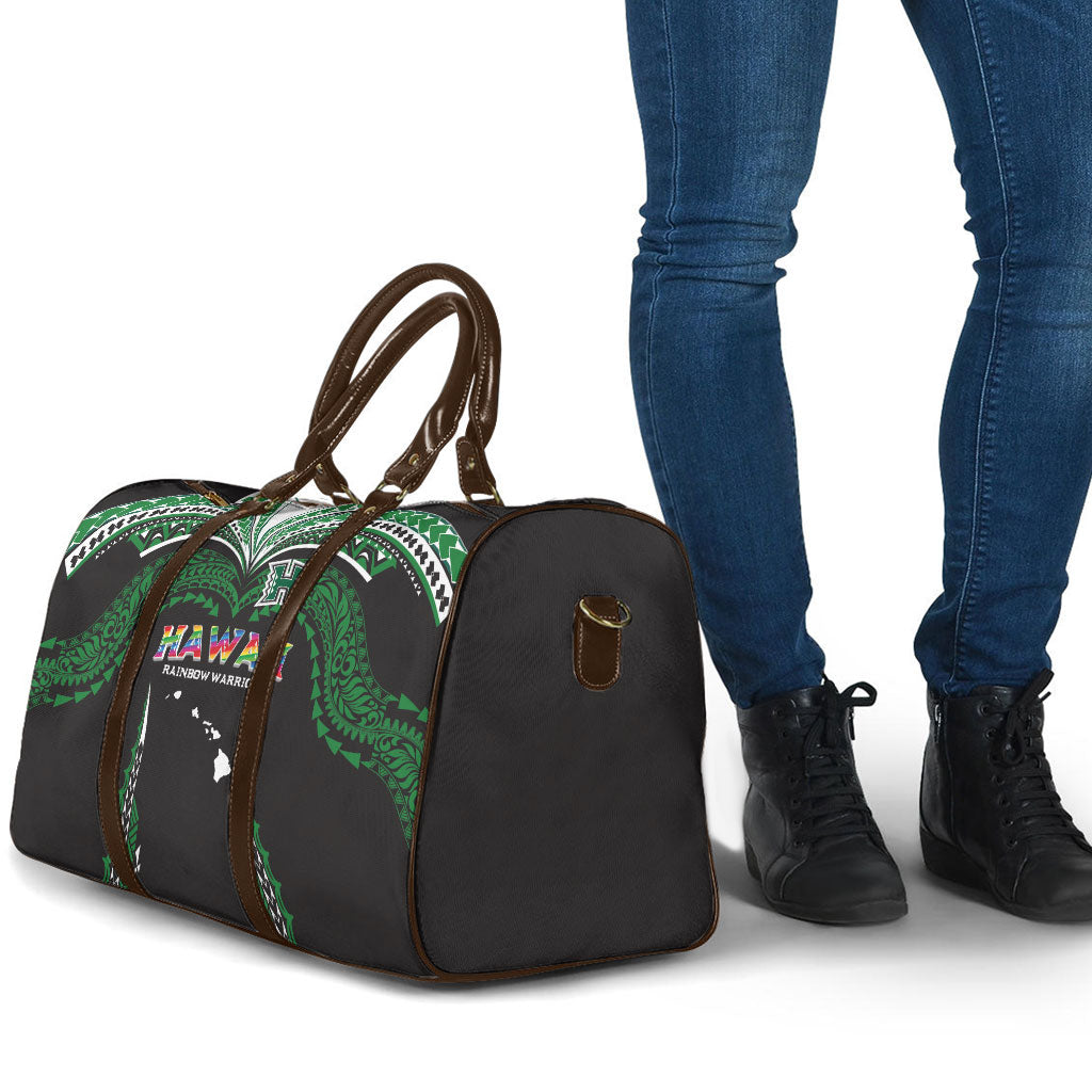 Hawaii Rainbow Warriors Travel Bag Polynesian Motif Black Color