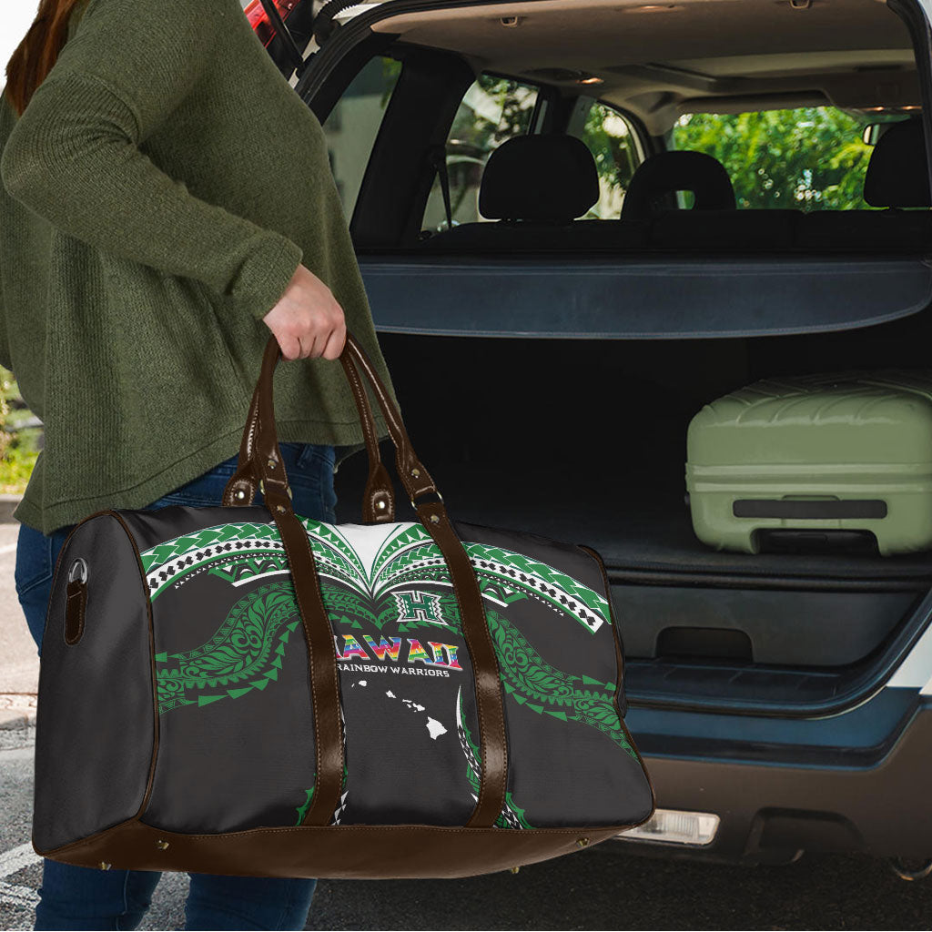 Hawaii Rainbow Warriors Travel Bag Polynesian Motif Black Color