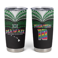 Custom Hawaii Rainbow Warriors Tumbler Cup Polynesian Motif Black Color