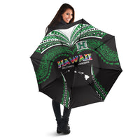 Hawaii Rainbow Warriors Umbrella Polynesian Motif Black Color