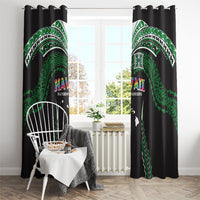 Hawaii Rainbow Warriors Window Curtain Polynesian Motif Black Color