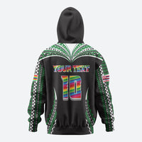Custom Hawaii Rainbow Warriors Zip Hoodie Polynesian Motif Black Color
