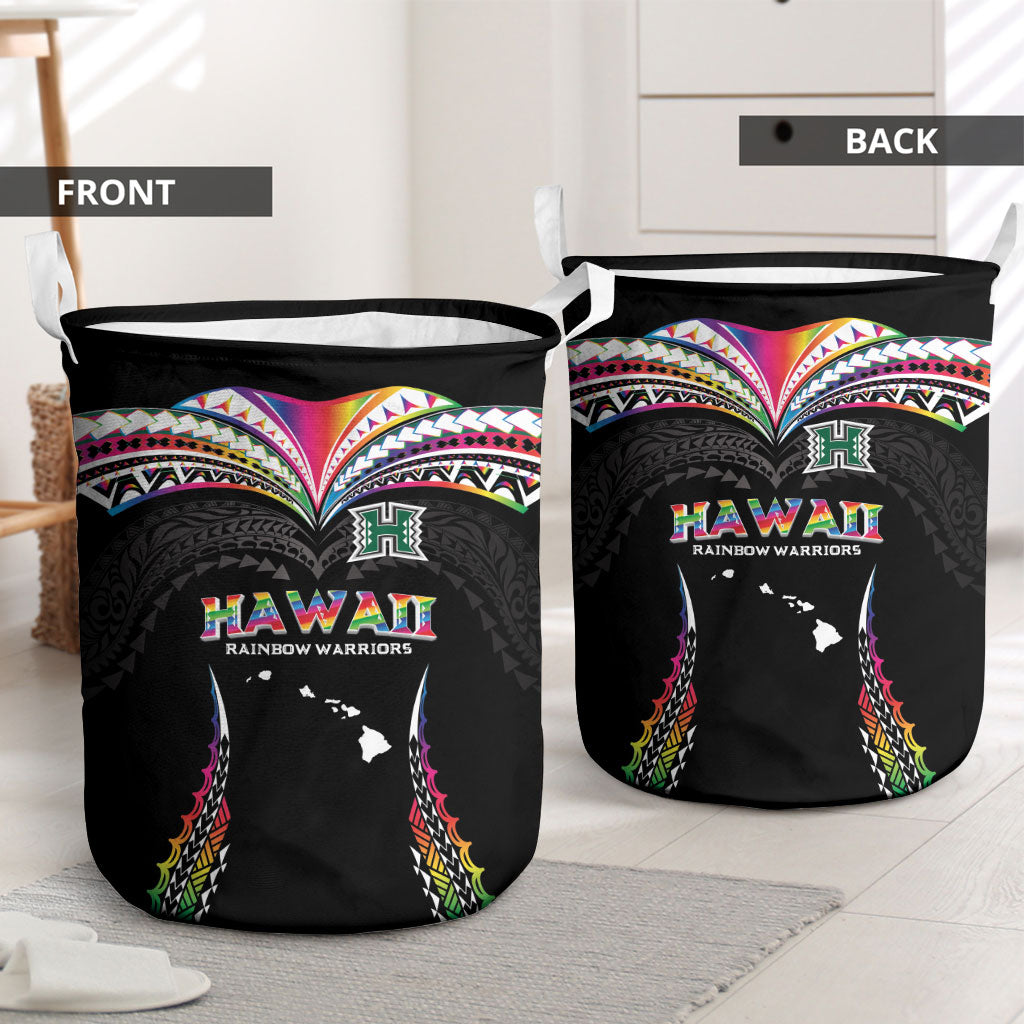 Hawaii Rainbow Warriors Laundry Basket Polynesian Motif Special Edition Rainbow Gradient