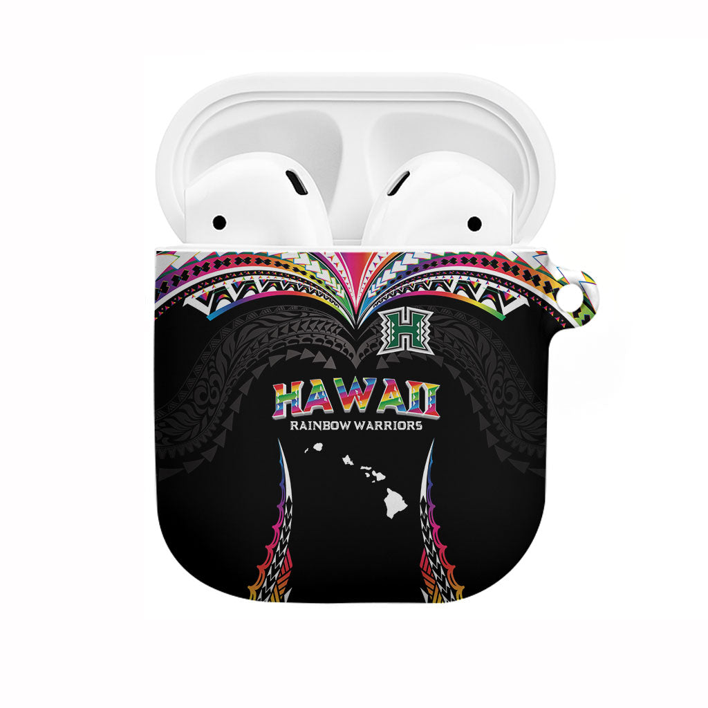 Hawaii Rainbow Warriors AirPods Case Polynesian Motif Special Edition Rainbow Gradient
