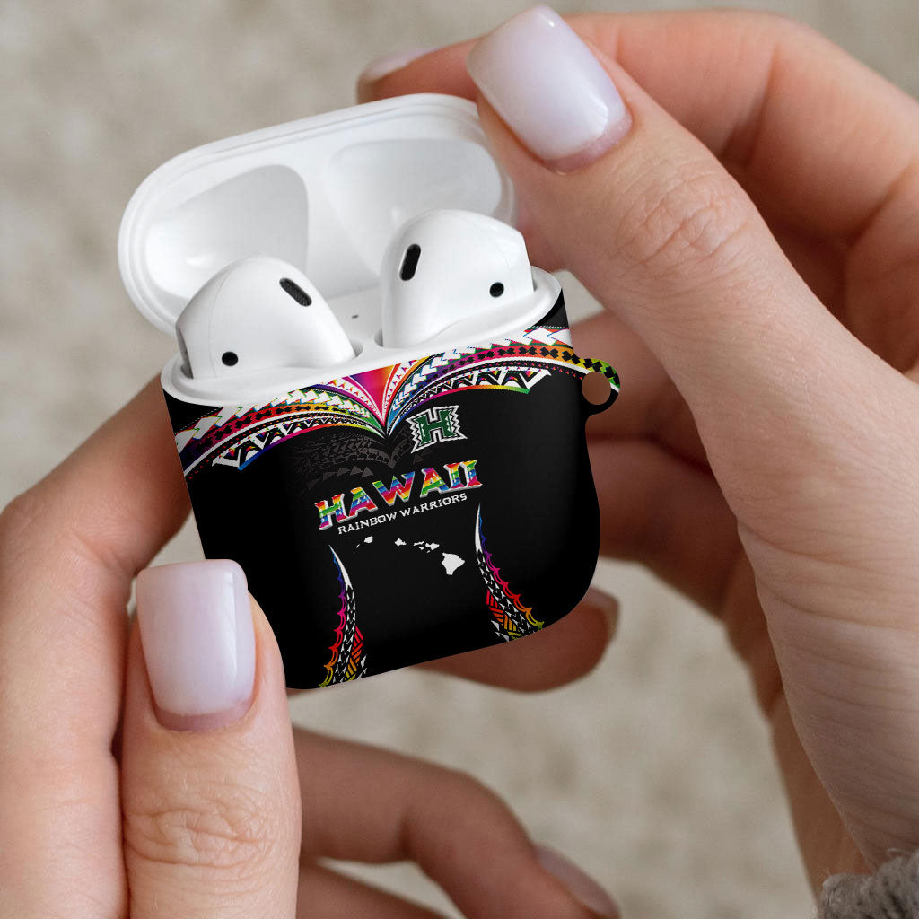 Hawaii Rainbow Warriors AirPods Case Polynesian Motif Special Edition Rainbow Gradient