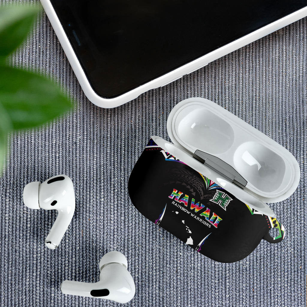 Hawaii Rainbow Warriors AirPods Case Polynesian Motif Special Edition Rainbow Gradient