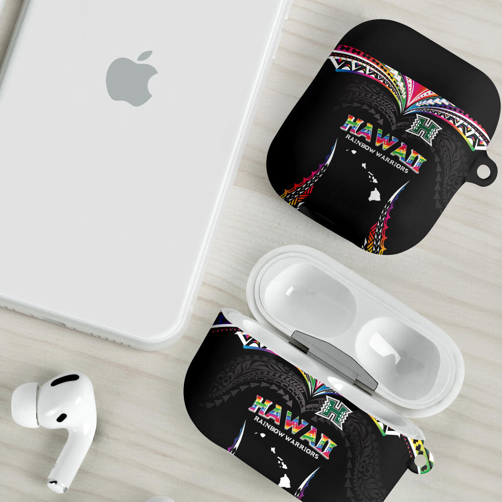Hawaii Rainbow Warriors AirPods Case Polynesian Motif Special Edition Rainbow Gradient