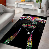 Hawaii Rainbow Warriors Area Rug Polynesian Motif Special Edition Rainbow Gradient