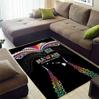Hawaii Rainbow Warriors Area Rug Polynesian Motif Special Edition Rainbow Gradient
